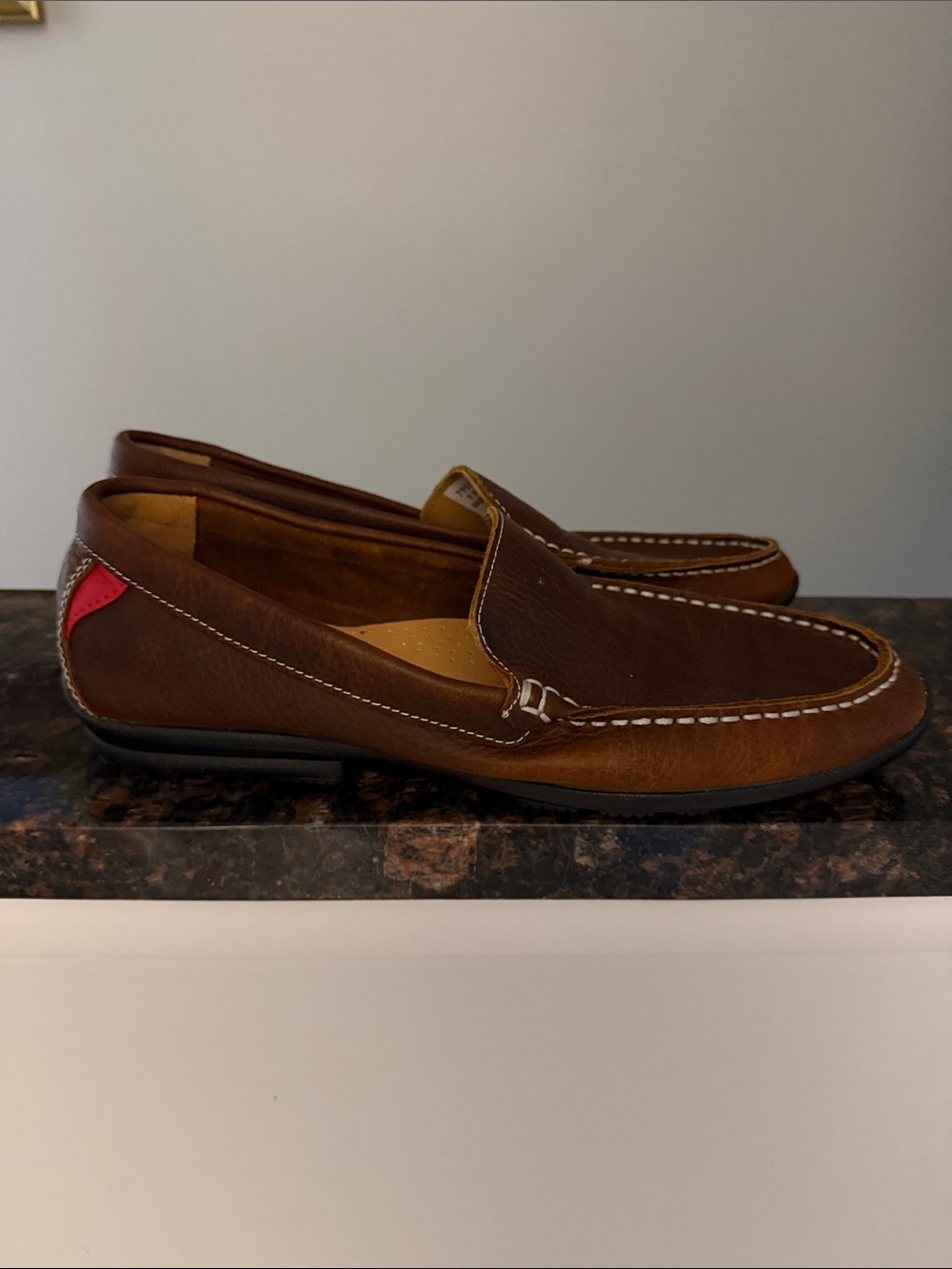 FootJoy Brown Leather Slip-On golf Loafers with Contrast Stitching